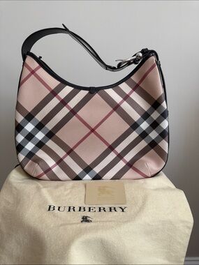 Burberry Beige  Check Shoulder Bag with Black Trim